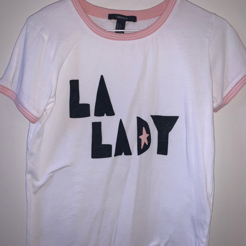 short sleeve “L.A. Lady” top.